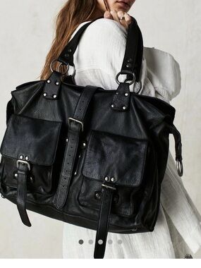Free People Minas Black Leather XL Carryall